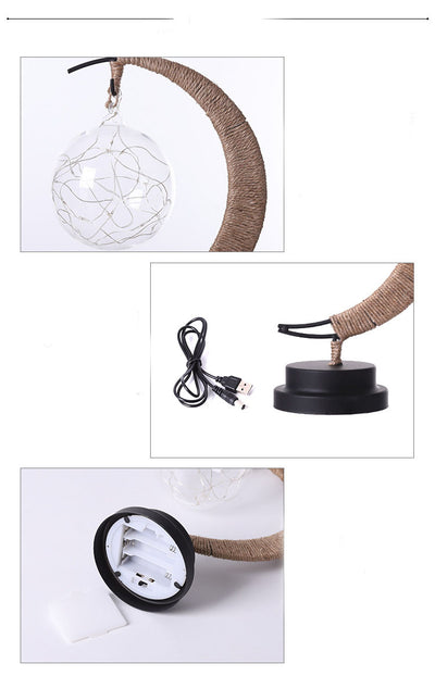 Lámpara Decorativa LED Luna con Ornamento de Hierro Forjado y Luz de Estrella - Image 13