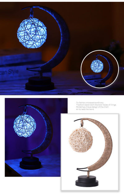 Lámpara Decorativa LED Luna con Ornamento de Hierro Forjado y Luz de Estrella - Image 15