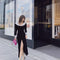 Elegant Lace V-Neck Long Sleeve Maxi Dress for Fall and Winter