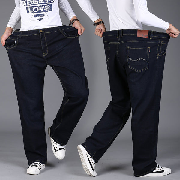 Pantalones Jeans Oversize Elásticos de Corte Recto para Hombre