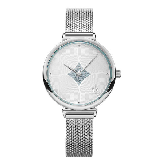 Reloj de Acero Inoxidable con Malla Doble Aguja - Diseño Minimalista - Image 4