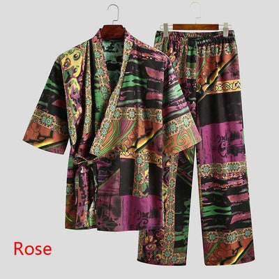 Pijama para Hombre Manga Corta Cuello V con Estampado y Cordones - Image 17