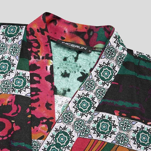 Pijama para Hombre Manga Corta Cuello V con Estampado y Cordones - Image 24