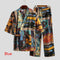 Pijama Masculino Manga Curta Gola V com Estampa e Cadarço