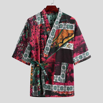 Pijama para Hombre Manga Corta Cuello V con Estampado y Cordones - Image 12