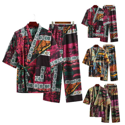 Pijama para Hombre Manga Corta Cuello V con Estampado y Cordones - Image 8