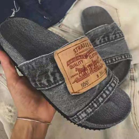 Sandalias de Playa Denim Casual con Punta Abierta y Suela Plana - Image 7