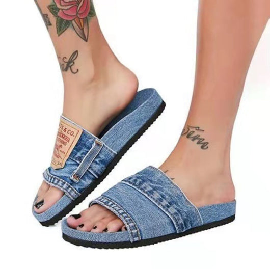 Sandalias de Playa Denim Casual con Punta Abierta y Suela Plana - Image 11