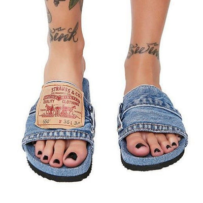 Sandalias de Playa Denim Casual con Punta Abierta y Suela Plana - Image 4