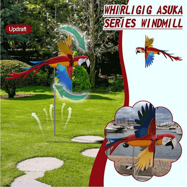 Molinetes de Loro para Jardín - Decoración Giratoria Animada para Patio y Granja