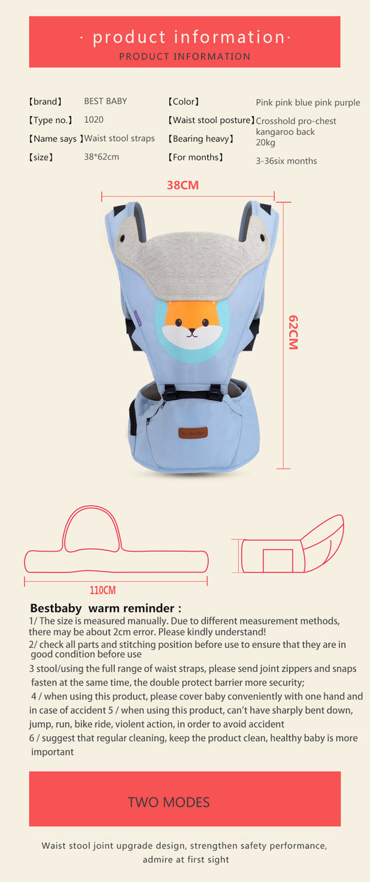 Cargador de Cadera Multifuncional para Bebés - Transpirable y Universal - Image 17