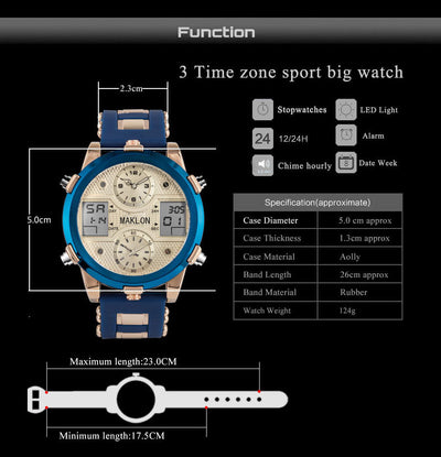 Reloj Deportivo Militar Dual Display Sumergible Multifunción con Movimiento Dual - Image 8