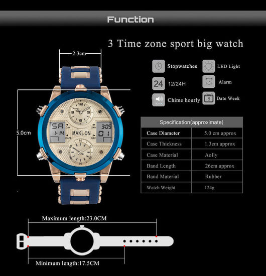 Reloj Deportivo Militar Dual Display Sumergible Multifunción con Movimiento Dual - Image 5