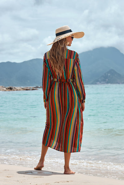 Camisa Larga de Protección Solar con Rayas - Cubrecostados Playero para Vacaciones - Image 9