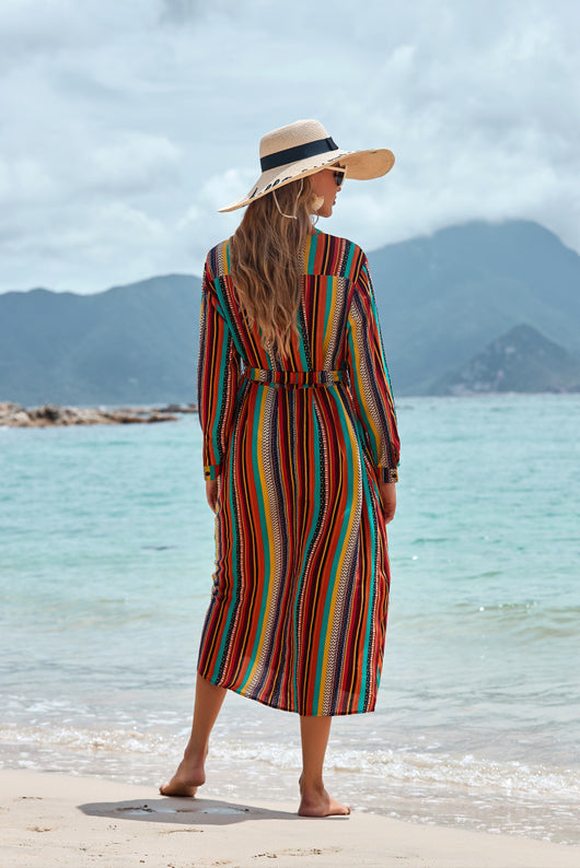 Camisa Larga de Protección Solar con Rayas - Cubrecostados Playero para Vacaciones - Image 9