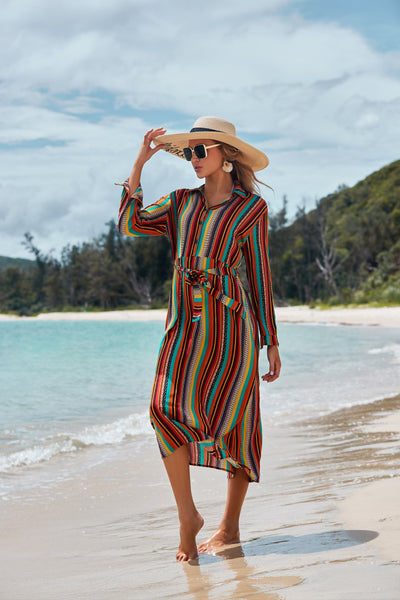 Camisa Larga de Protección Solar con Rayas - Cubrecostados Playero para Vacaciones - Image 8