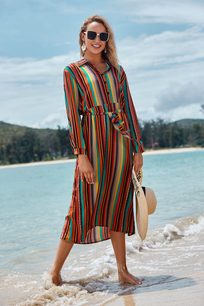 Camisa Larga de Protección Solar con Rayas - Cubrecostados Playero para Vacaciones - Image 11