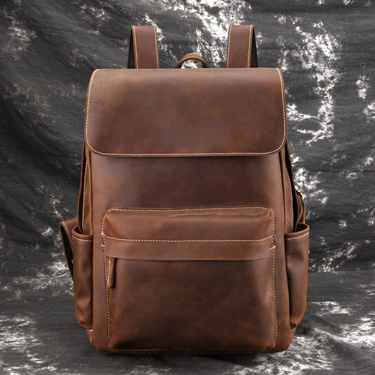 Mochila de Viaje Cuero Crazy Horse Gran Capacidad Outdoor - Image 8
