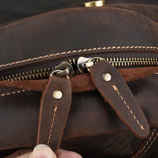 Mochila de Viaje Cuero Crazy Horse Gran Capacidad Outdoor