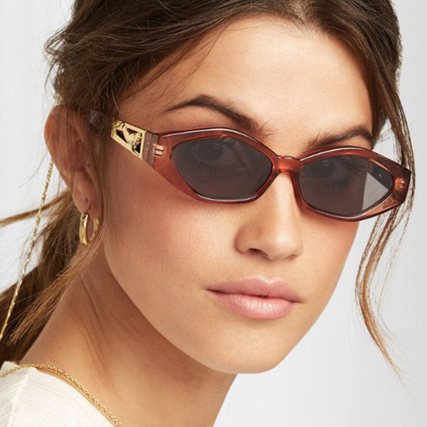 Gafas de Sol Retro Polígonales Diseñador para Mujer con Decoración Felino UV400