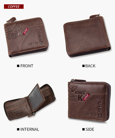 Billetera Hombre Cuero Crazy Horse con Cremallera - Bolsa Retro de Gran Capacidad - Image 10