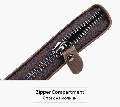 Billetera Hombre Cuero Crazy Horse con Cremallera - Bolsa Retro de Gran Capacidad - Image 9