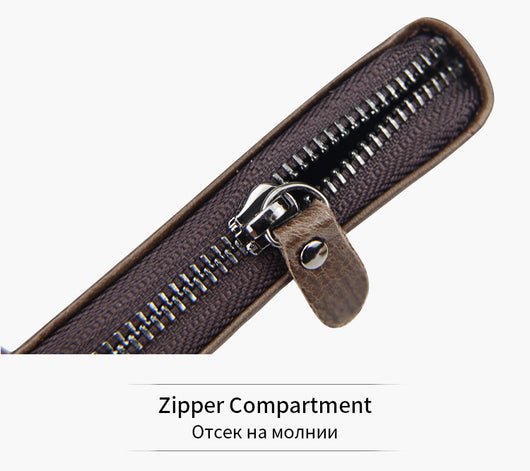 Billetera Hombre Cuero Crazy Horse con Cremallera - Bolsa Retro de Gran Capacidad - Image 9