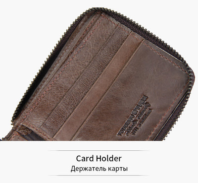 Billetera Hombre Cuero Crazy Horse con Cremallera - Bolsa Retro de Gran Capacidad - Image 12