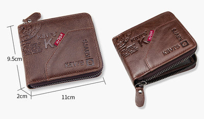 Billetera Hombre Cuero Crazy Horse con Cremallera - Bolsa Retro de Gran Capacidad - Image 8