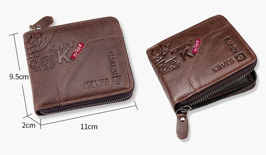 Billetera Hombre Cuero Crazy Horse con Cremallera - Bolsa Retro de Gran Capacidad - Image 6