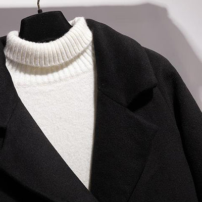 Abrigo de Lana Suelto Negro para Mujer - Elegancia Atemporal - Image 8