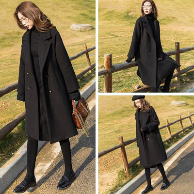 Abrigo de Lana Suelto Negro para Mujer - Elegancia Atemporal - Image 11