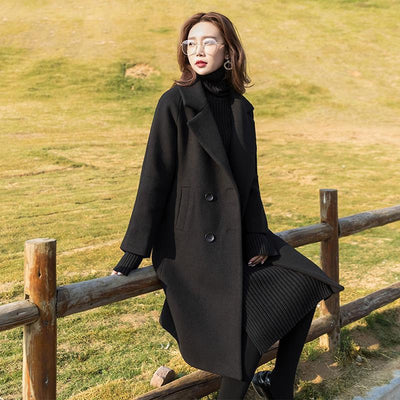 Abrigo de Lana Suelto Negro para Mujer - Elegancia Atemporal - Image 14