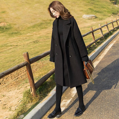 Abrigo de Lana Suelto Negro para Mujer - Elegancia Atemporal - Image 12