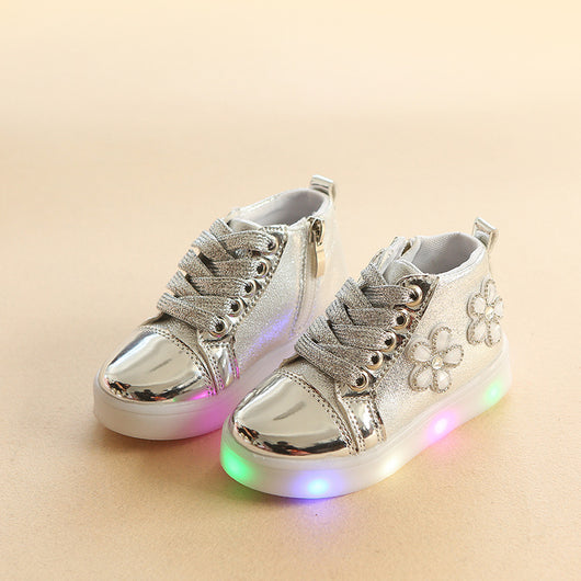 Zapatos Infantiles LED con Flores y Brillantes - Luces Intermitentes - Image 10