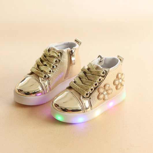 Zapatos Infantiles LED con Flores y Brillantes - Luces Intermitentes - Image 12