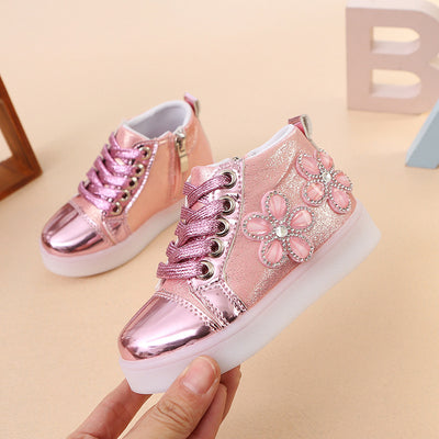 Zapatos Infantiles LED con Flores y Brillantes - Luces Intermitentes - Image 4