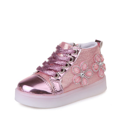 Zapatos Infantiles LED con Flores y Brillantes - Luces Intermitentes - Image 7