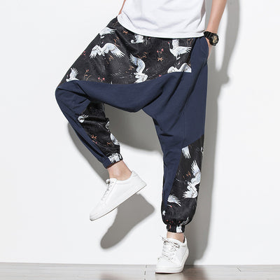 Pantalones Casuales Estilo Chino con Estampado de Grúa - Algodón y Lino - Image 13