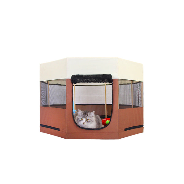 Casa Octagonal para Gatos con Estructura de Madera Maciza, Tela Oxford Impermeable y Resistente a Arañazos