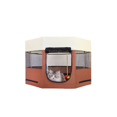 Casa Octagonal para Gatos con Estructura de Madera Maciza, Tela Oxford Impermeable y Resistente a Arañazos