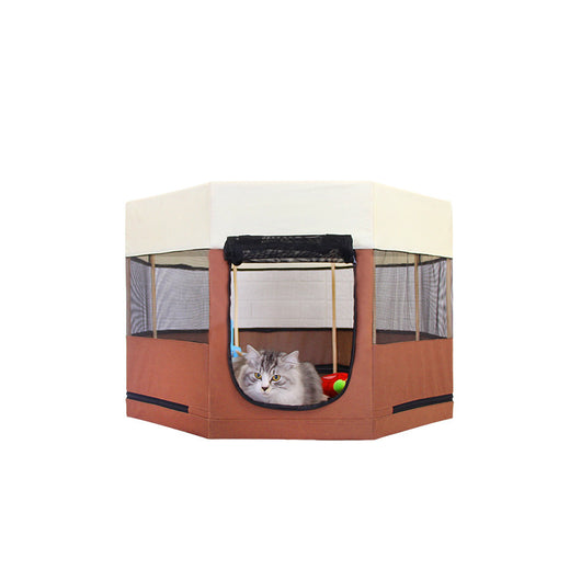 Casa Octagonal para Gatos con Estructura de Madera Maciza, Tela Oxford Impermeable y Resistente a Arañazos