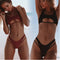Bikini con Realce y Tela Hueca - Diseño Liso Playa