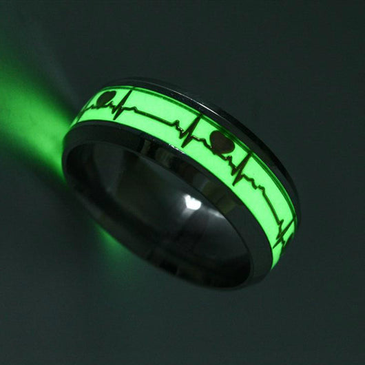 Anillo de Acero Inoxidable con Latido Luminoso ECG para Parejas - Image 10