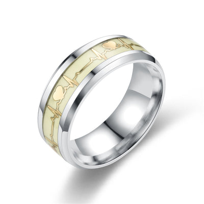Anillo de Acero Inoxidable con Latido Luminoso ECG para Parejas - Image 12
