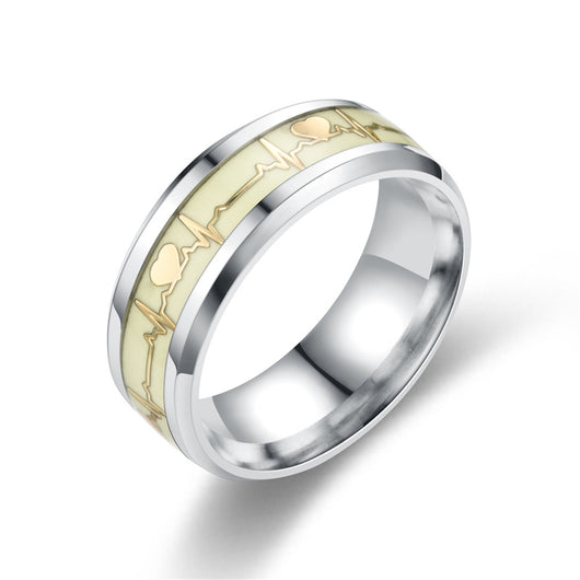 Anillo de Acero Inoxidable con Latido Luminoso ECG para Parejas - Image 12