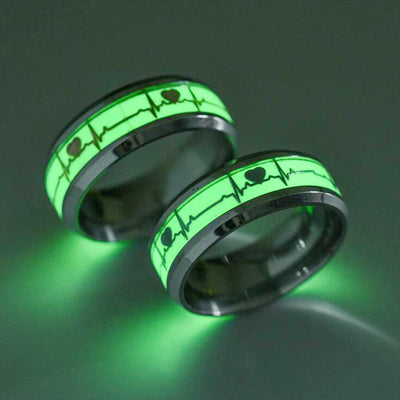 Anillo de Acero Inoxidable con Latido Luminoso ECG para Parejas - Image 4