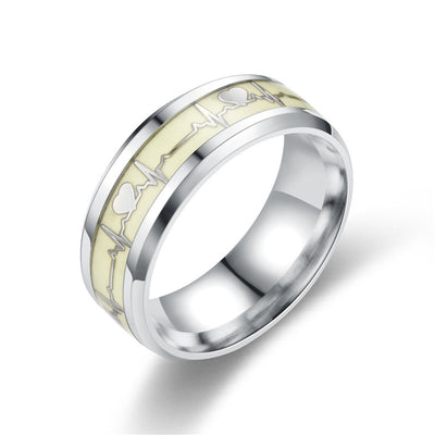 Anillo de Acero Inoxidable con Latido Luminoso ECG para Parejas - Image 7