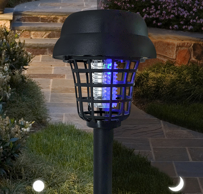 Lámpara Solar Antimosquitos LED con Luz Blanca y Ultravioleta para Jardín