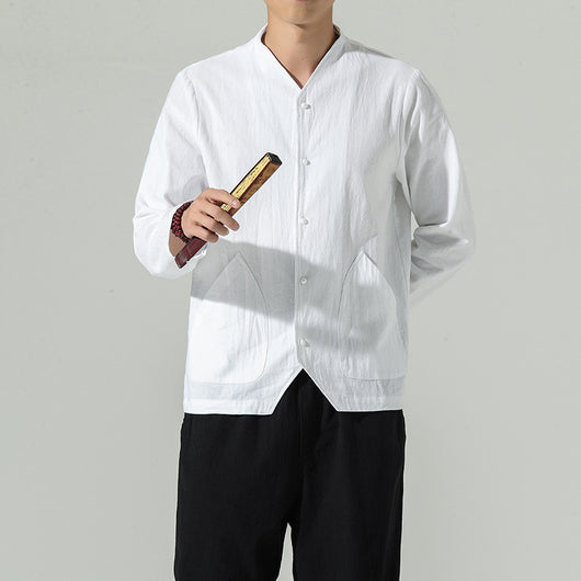Camisa Suelta de Algodón y Lino de Manga Larga - Image 6